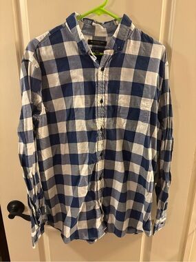 Banana Republic Blue and White Check Button-Down Shirt